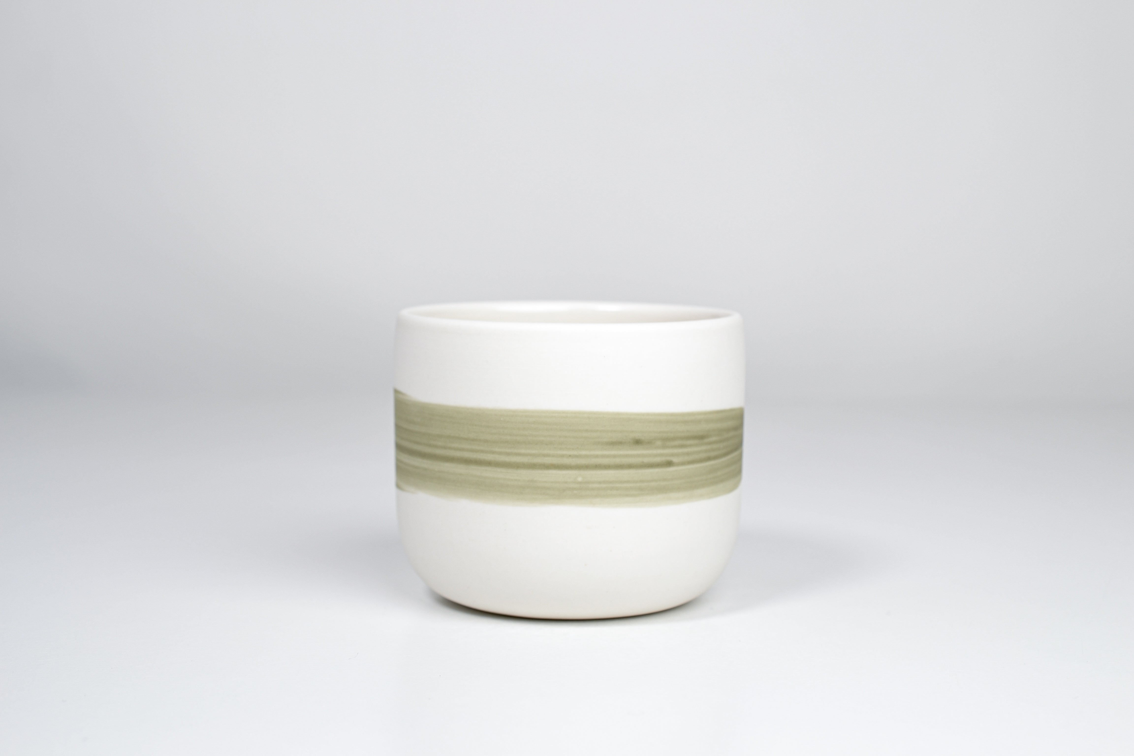 Simple cup, olive green line, 200ml