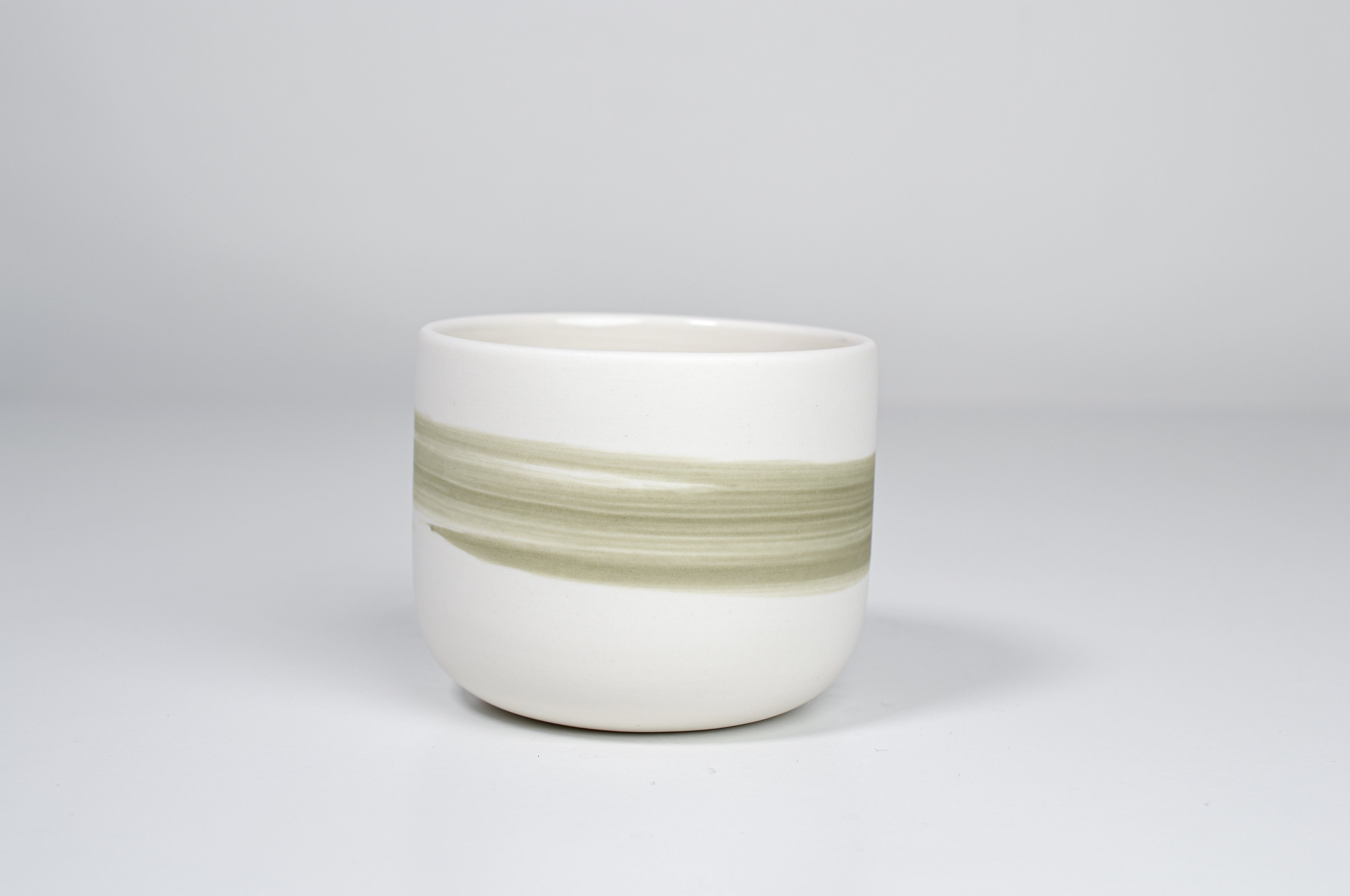 Simple cup, olive green line, 200ml