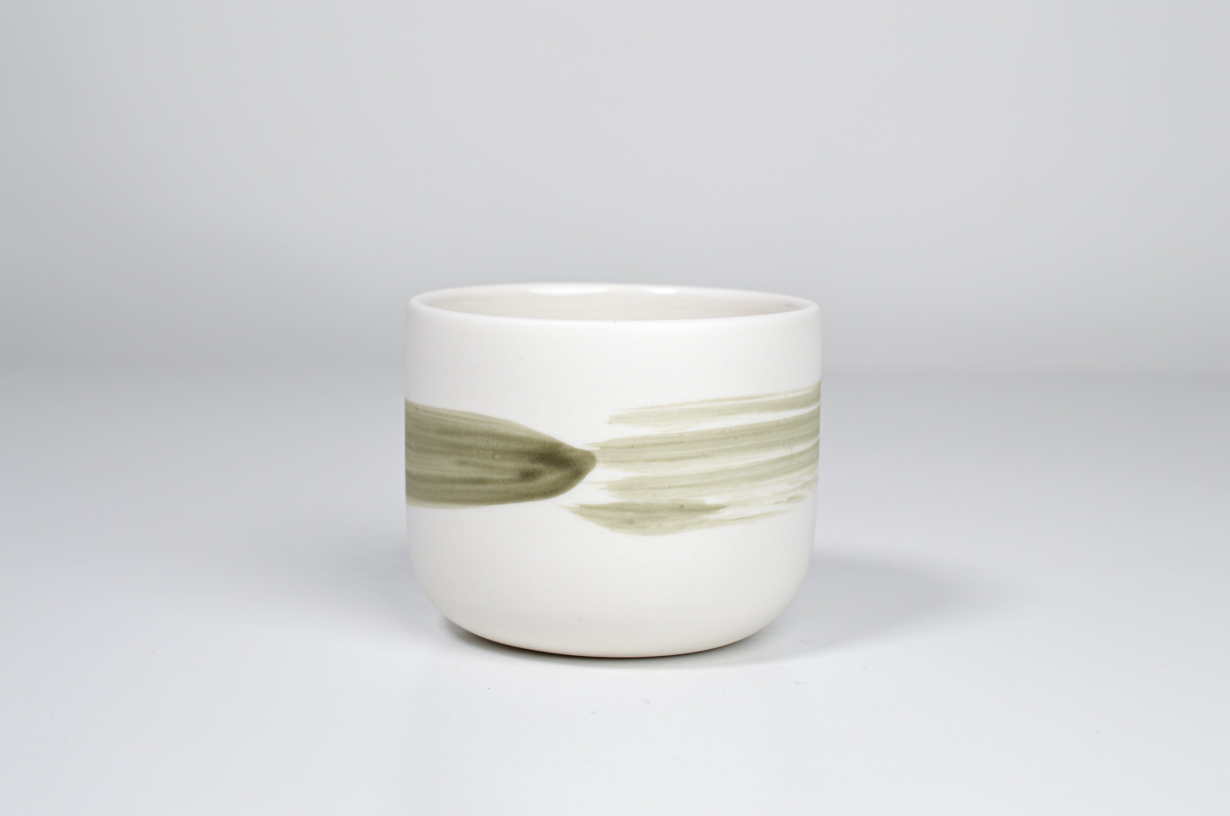 Simple cup, olive green line, 200ml