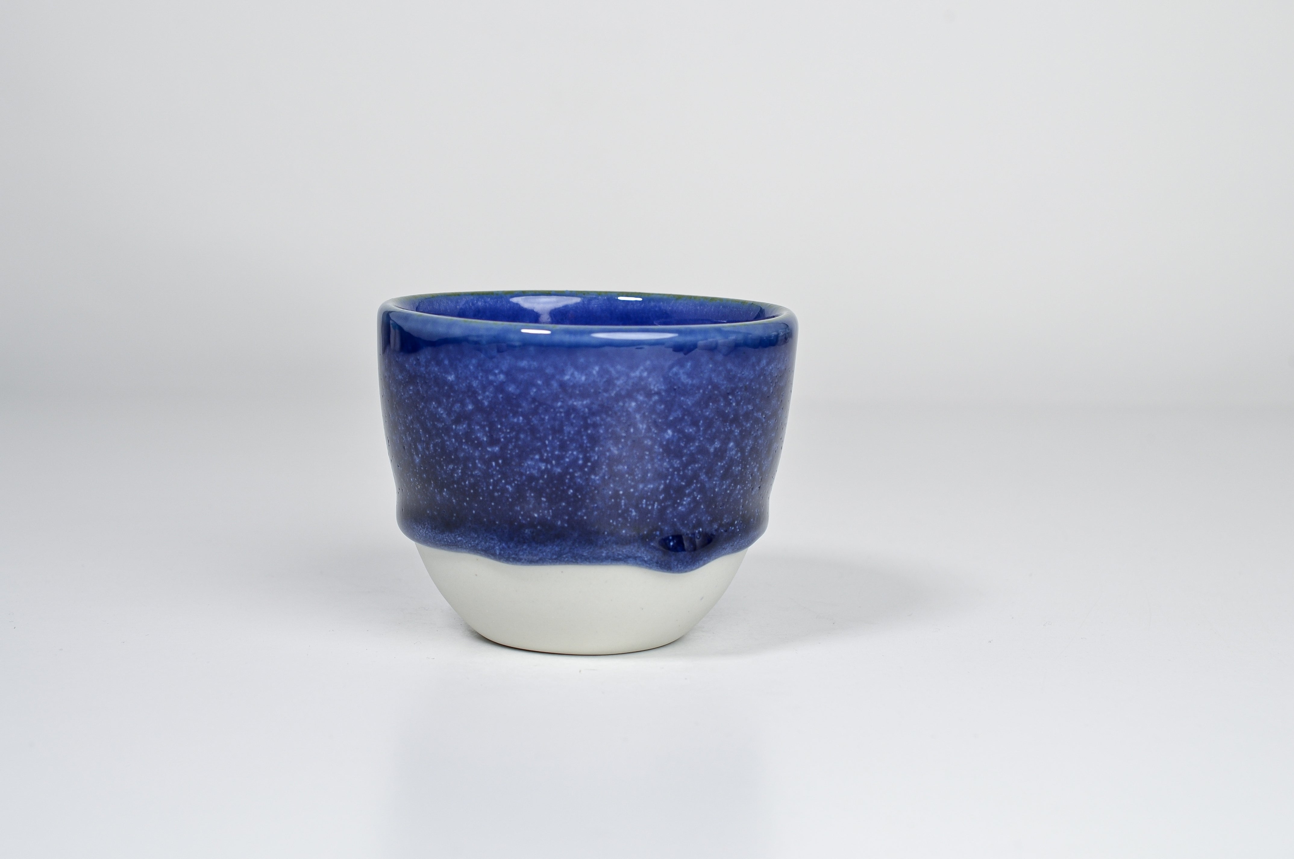 Simple blue cup with dripping glaze- 200ml