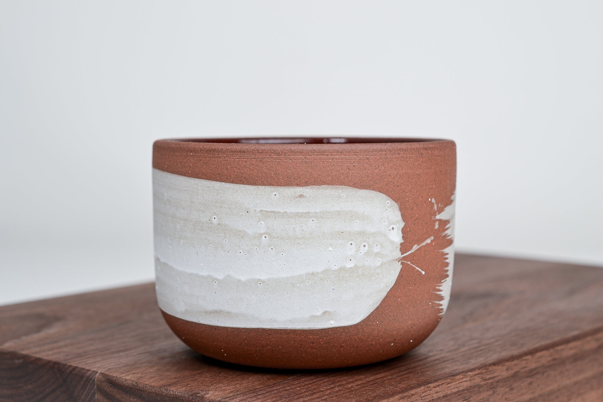 Simple cup, red clay and white line - 300ml