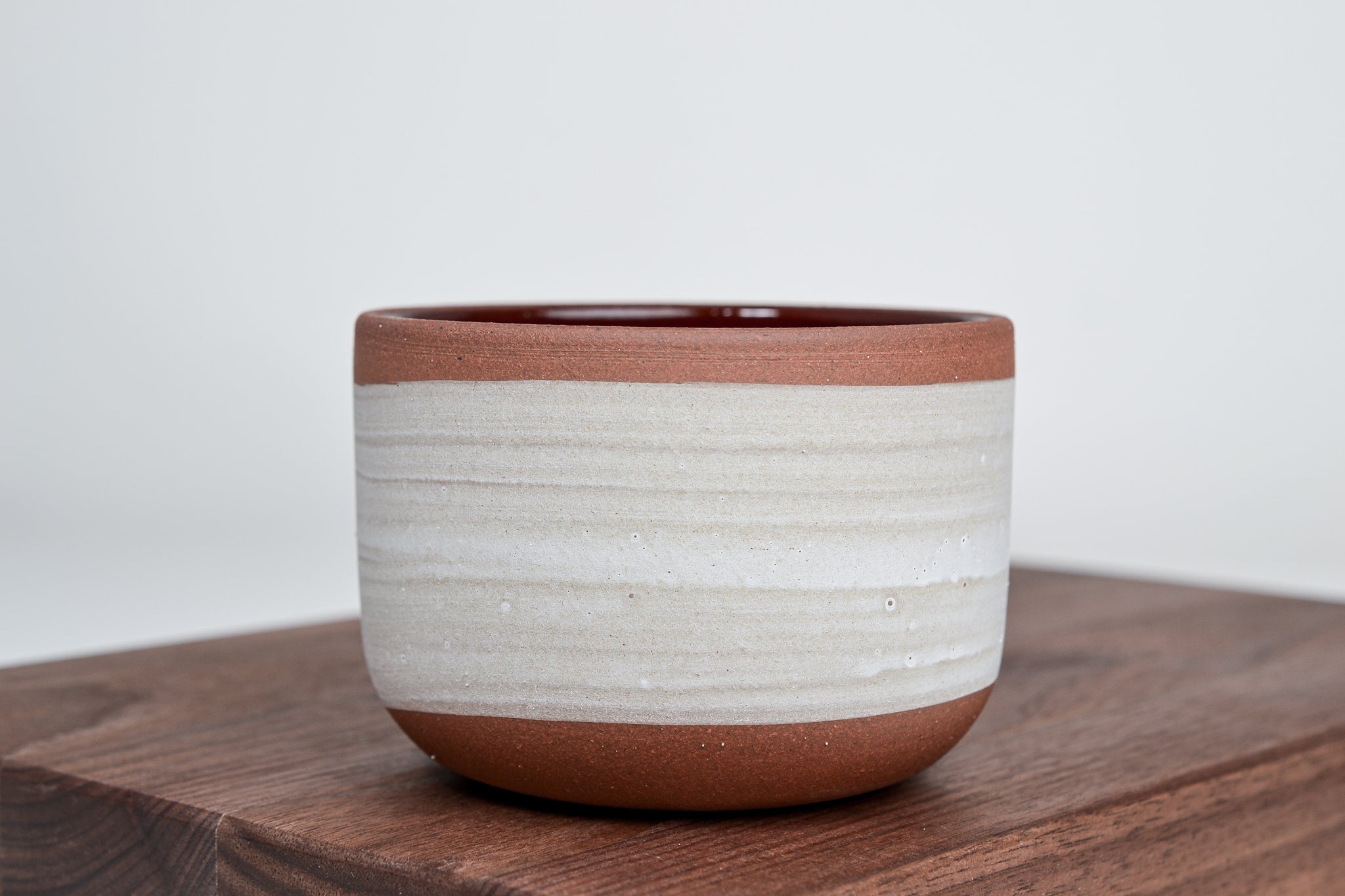 Simple cup, red clay and white line - 300ml