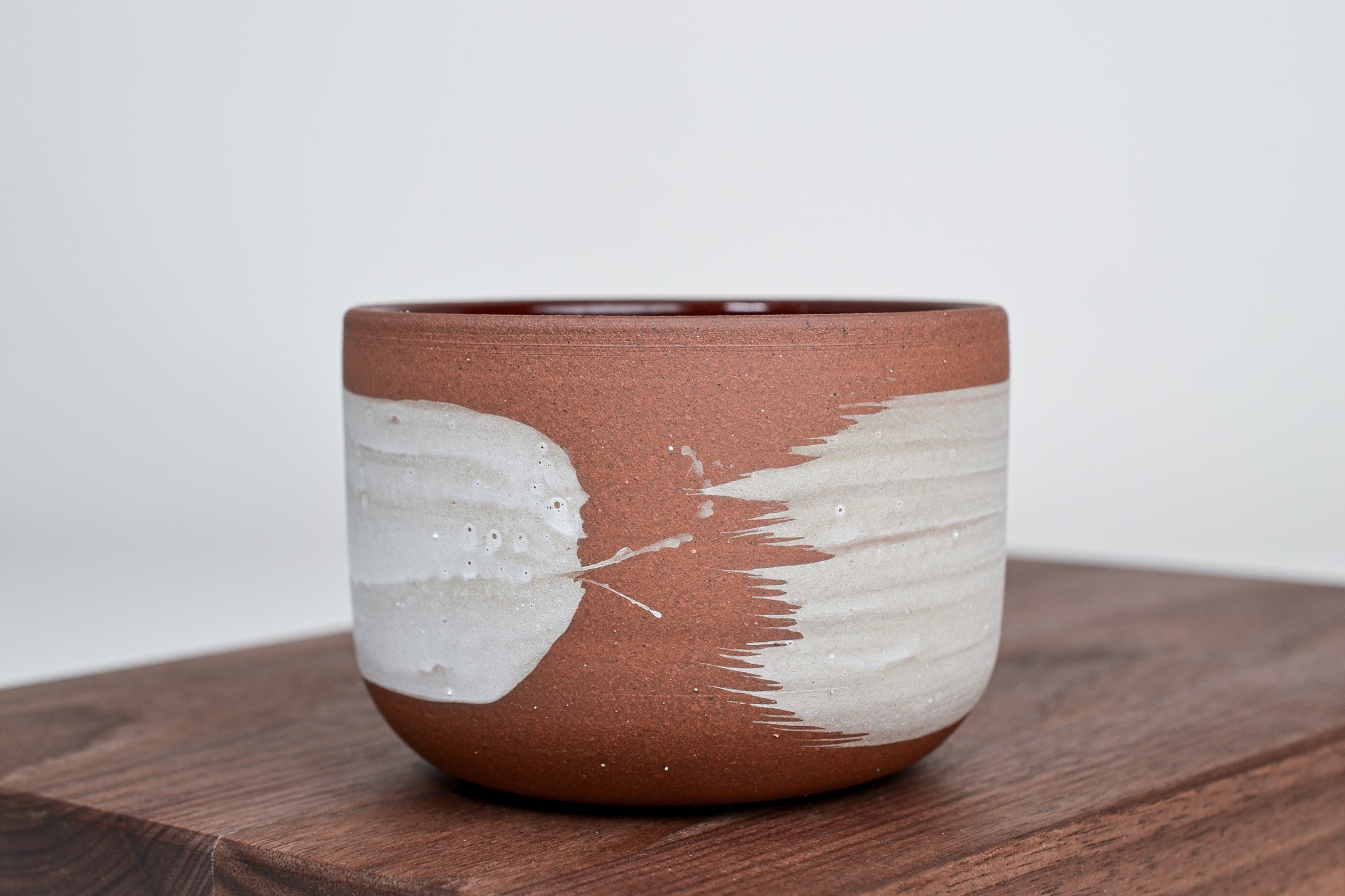 Simple cup, red clay and white line - 300ml